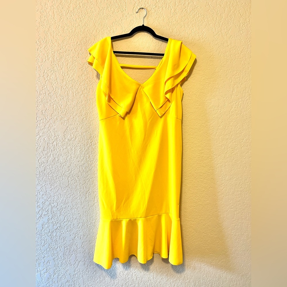Ashley Stewart Plus Size Yellow Ruffle Dress NWT